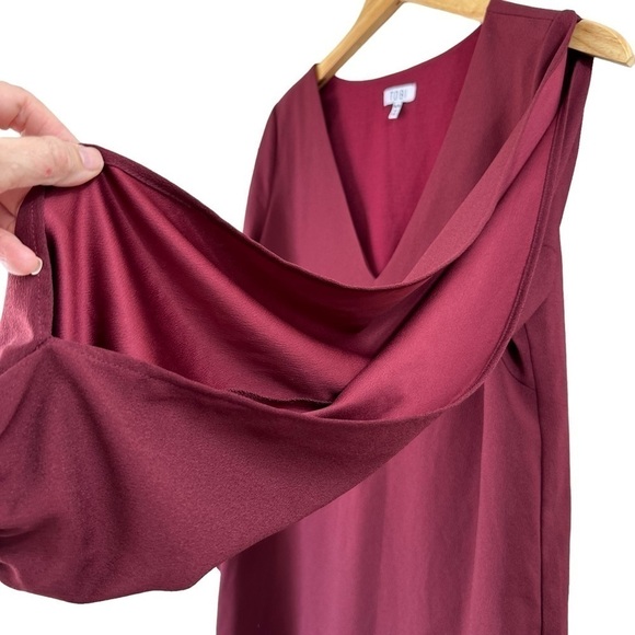TOBI Open Sleeve Burgundy Chiffon V-Neck Dress, Medium - Picture 6 of 14